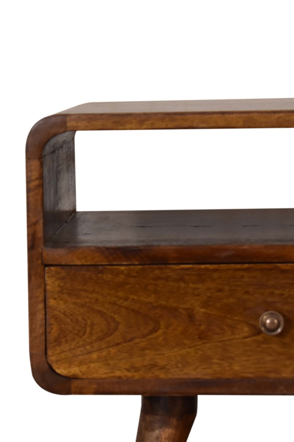 Artisan - Curved Media Unit with Cable Access in Chestnut
