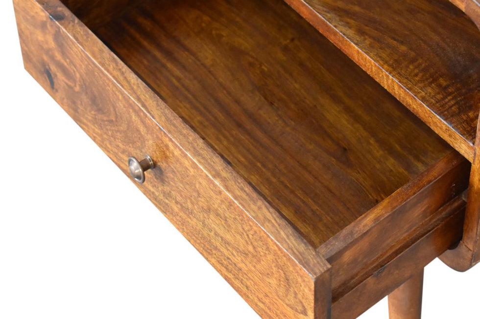Artisan - Curved Media Unit with Cable Access in Chestnut