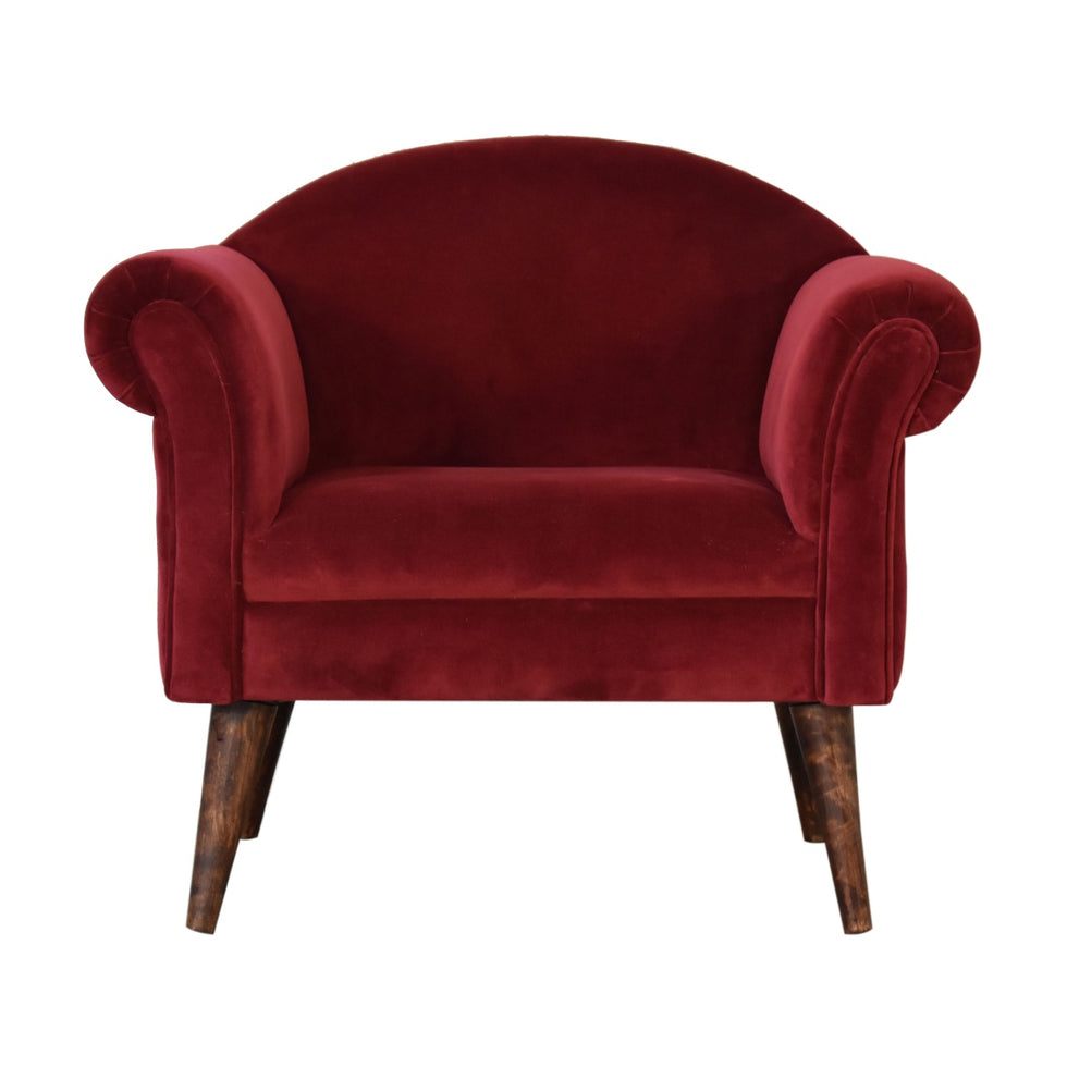 Artisan - Nordic Style Armchair in Wine, Velvet