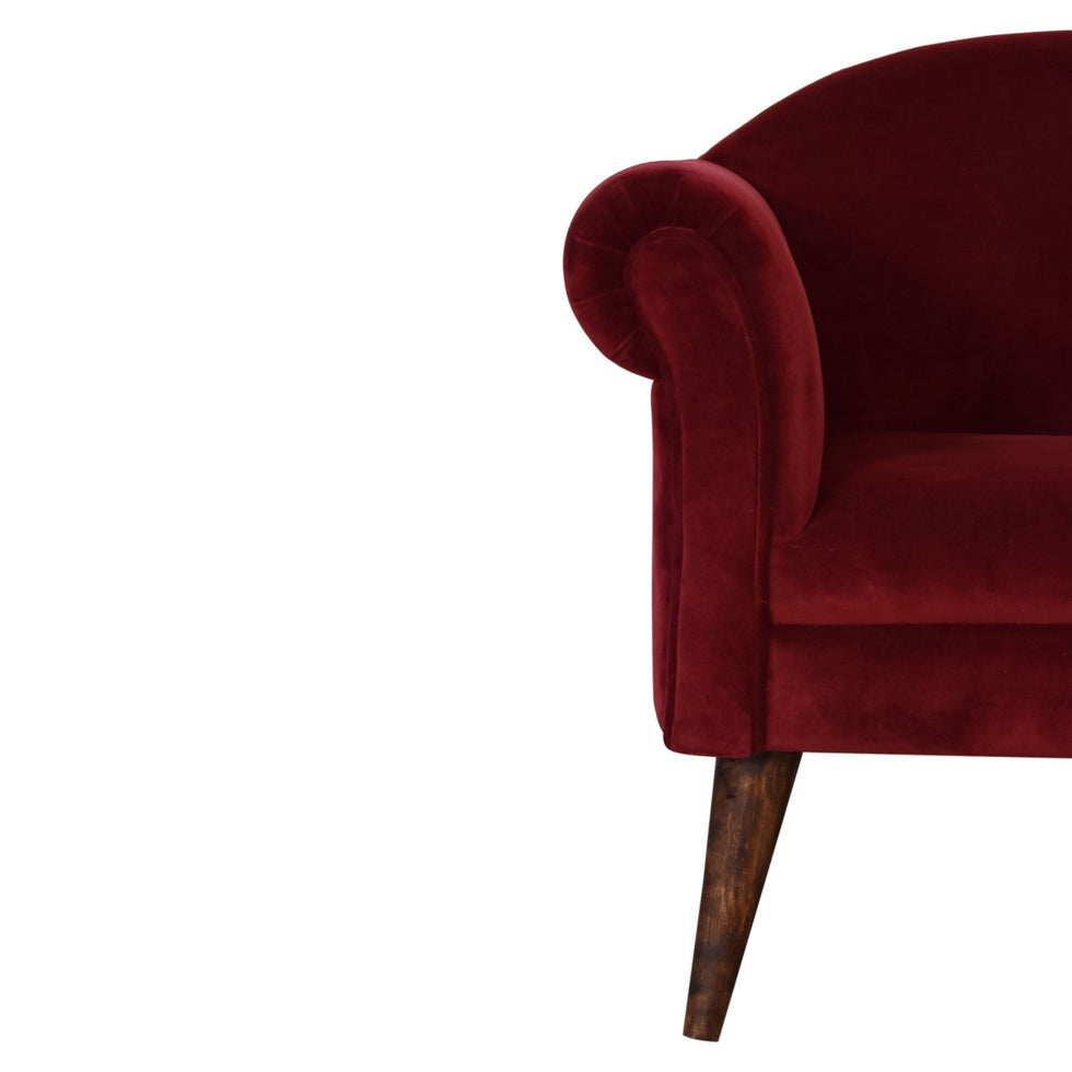 Artisan - Nordic Style Armchair in Wine, Velvet