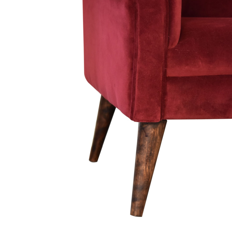 Artisan - Nordic Style Armchair in Wine, Velvet