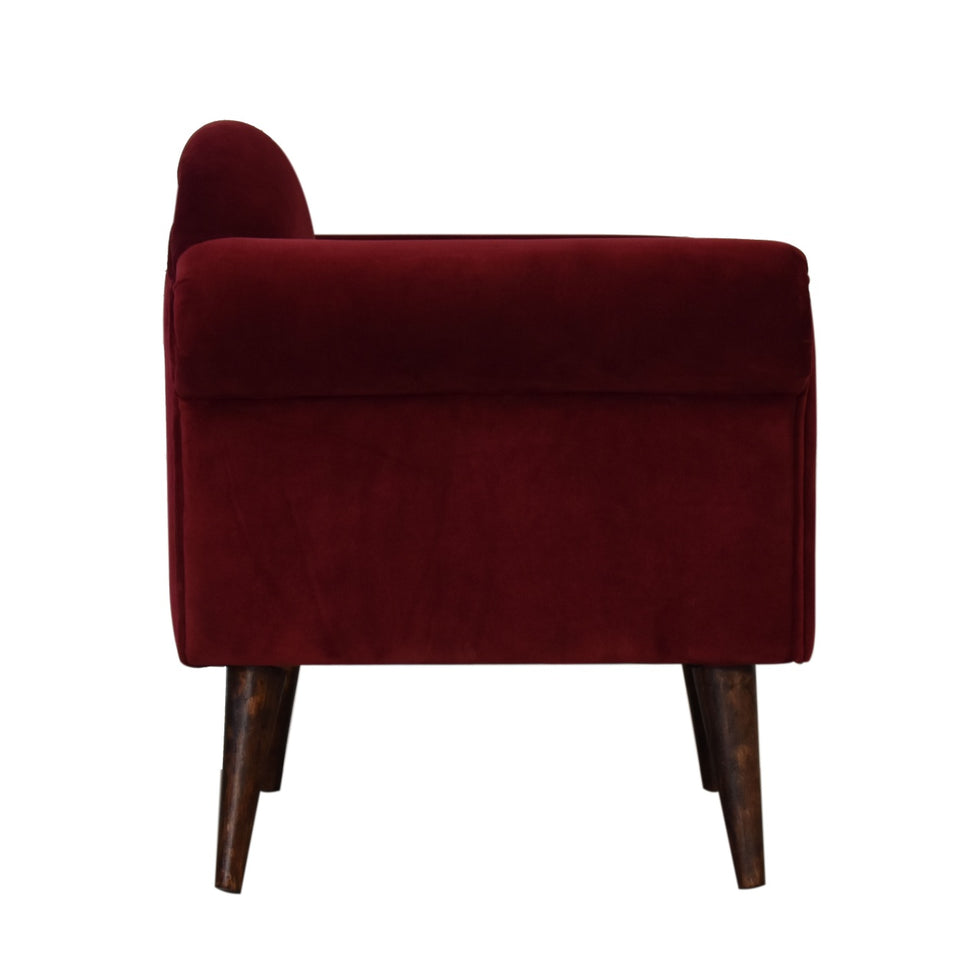 Artisan - Nordic Style Armchair in Wine, Velvet