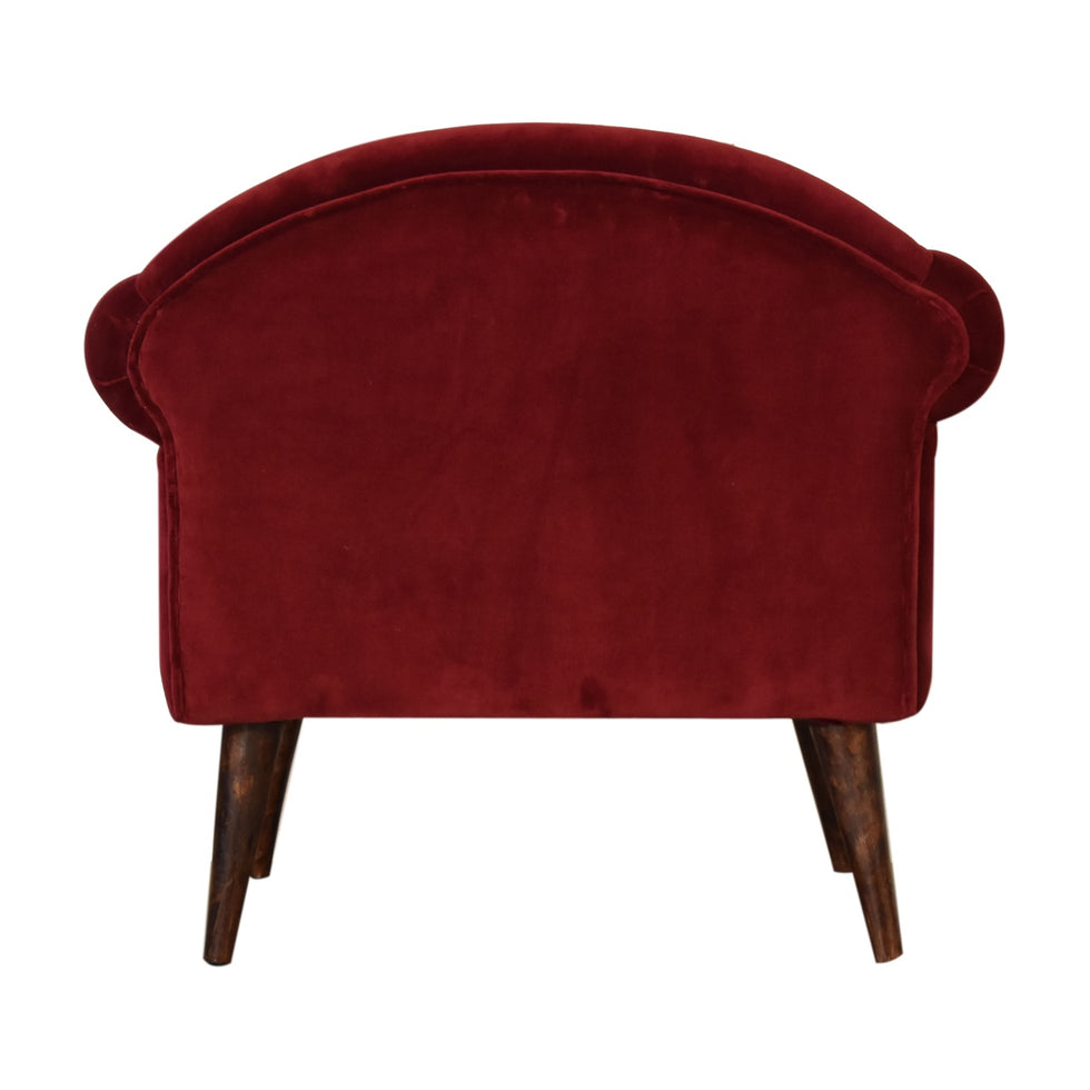Artisan - Nordic Style Armchair in Wine, Velvet