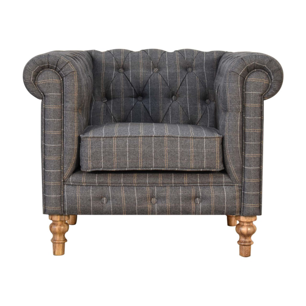 Artisan - Chesterfield Armchair in Pewter, Tweed