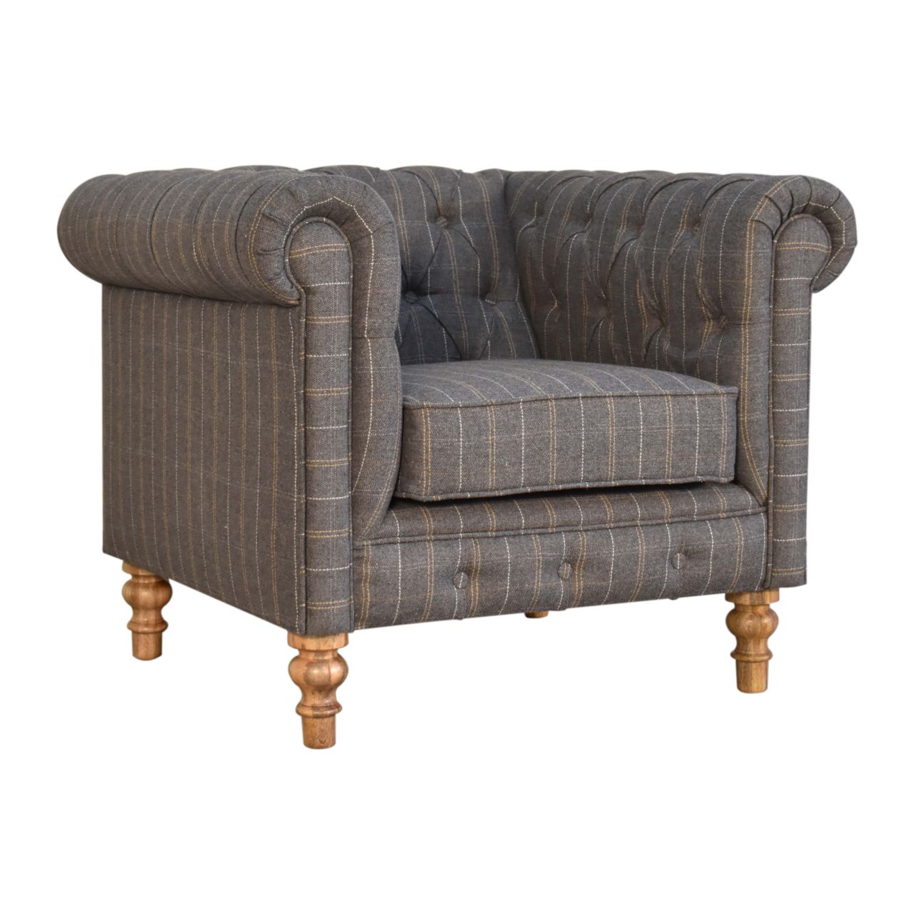 Artisan - Chesterfield Armchair in Pewter, Tweed