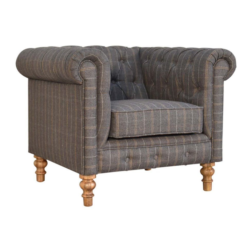 Artisan - Chesterfield Armchair in Pewter, Tweed
