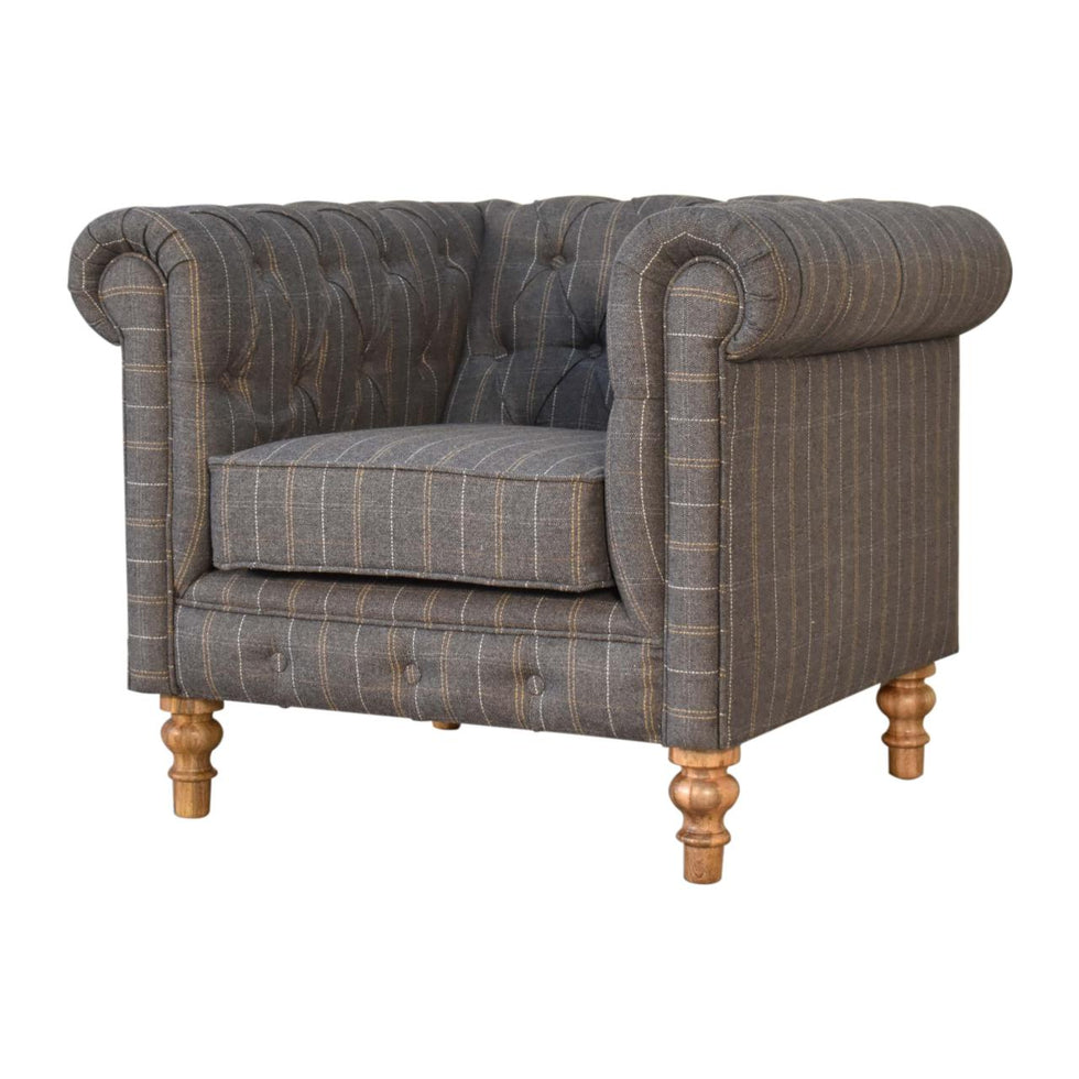 Artisan - Chesterfield Armchair in Pewter, Tweed