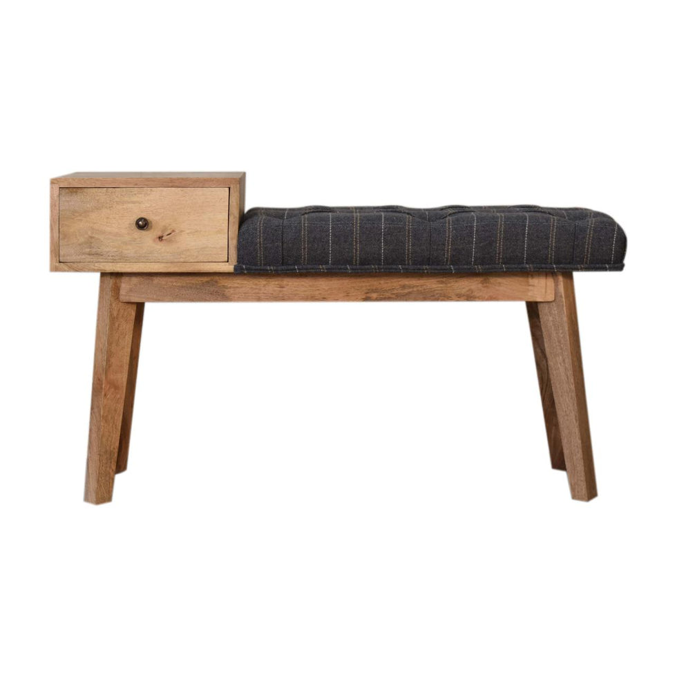 Artisan - Bench with 1 Drawer in Pewter, Tweed
