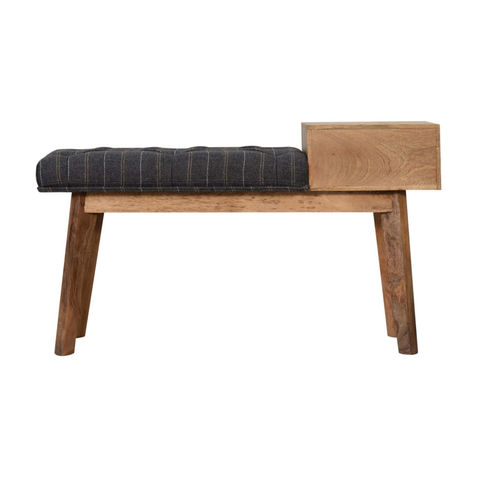 Artisan - Bench with 1 Drawer in Pewter, Tweed