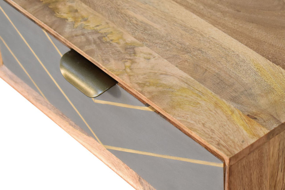 Artisan - Inlay Writing Desk with Cable Access in Sleek Cement Brass