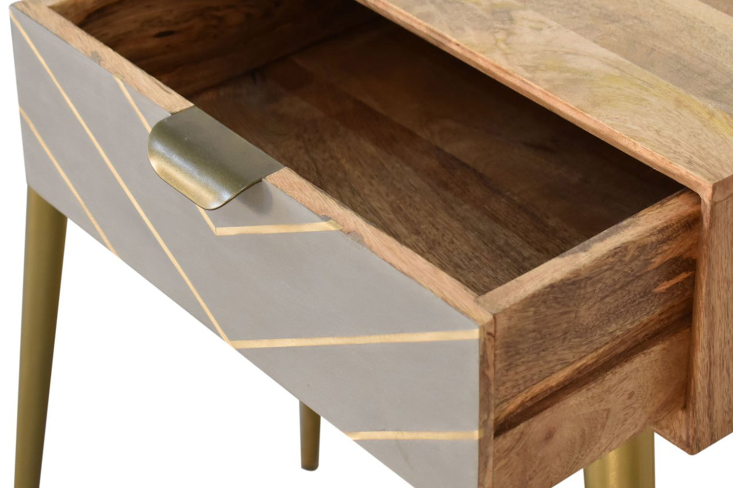 Artisan - Inlay Writing Desk with Cable Access in Sleek Cement Brass