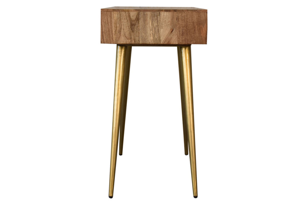 Artisan - Inlay Writing Desk with Cable Access in Sleek Cement Brass