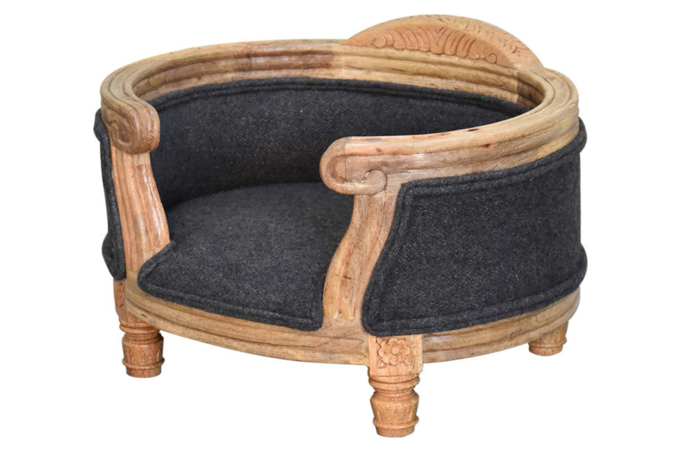 Artisan - Carved Battleship Tweed Pet Bed