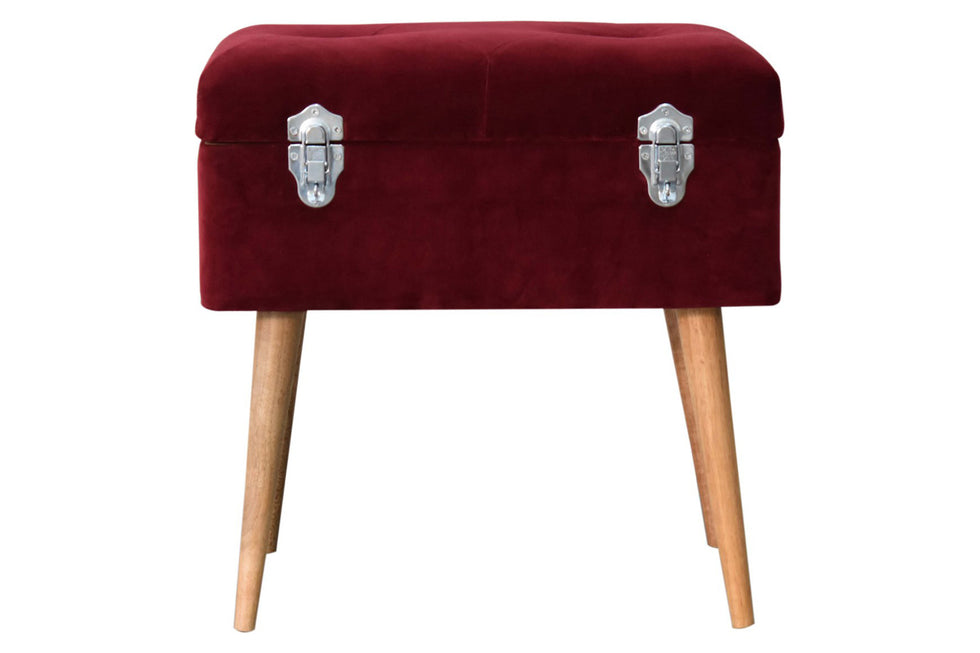 Artisan - Wine Velvet Lid-up Footstool