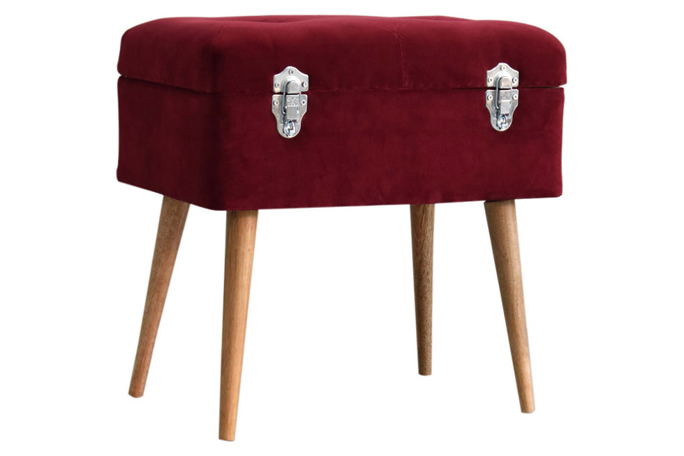 Artisan - Wine Velvet Lid-up Footstool
