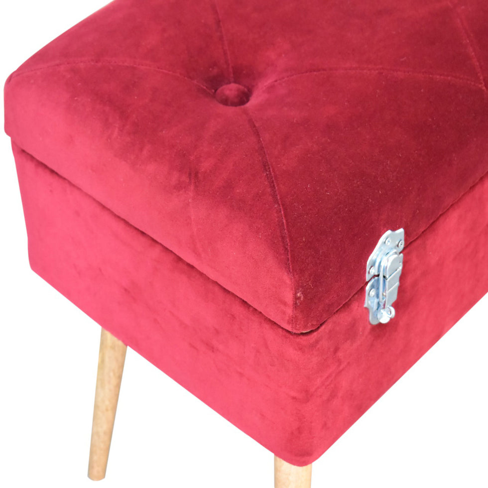 Artisan - Wine Velvet Lid-up Footstool