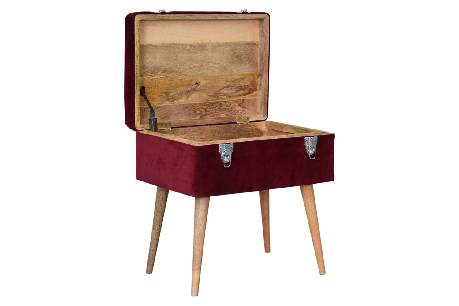 Artisan - Wine Velvet Lid-up Footstool