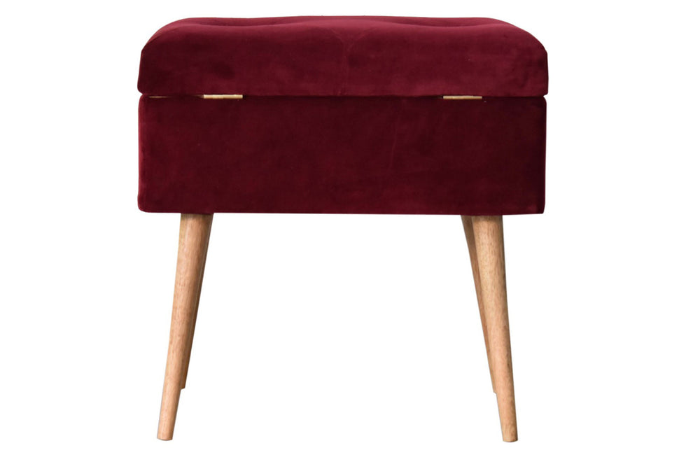 Artisan - Wine Velvet Lid-up Footstool