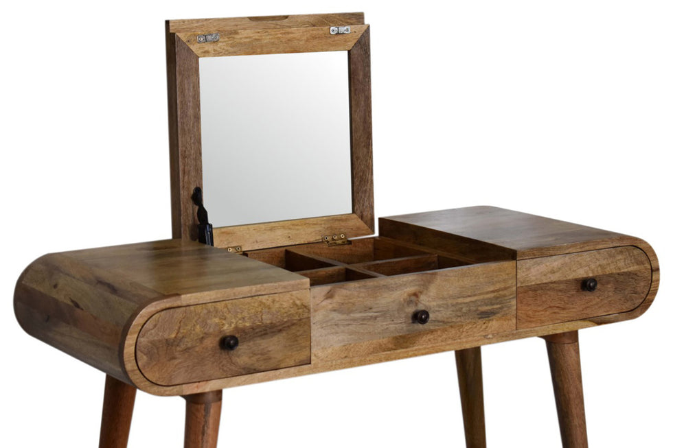 Artisan - Solid Wood Dressing Table with Foldable Mirror