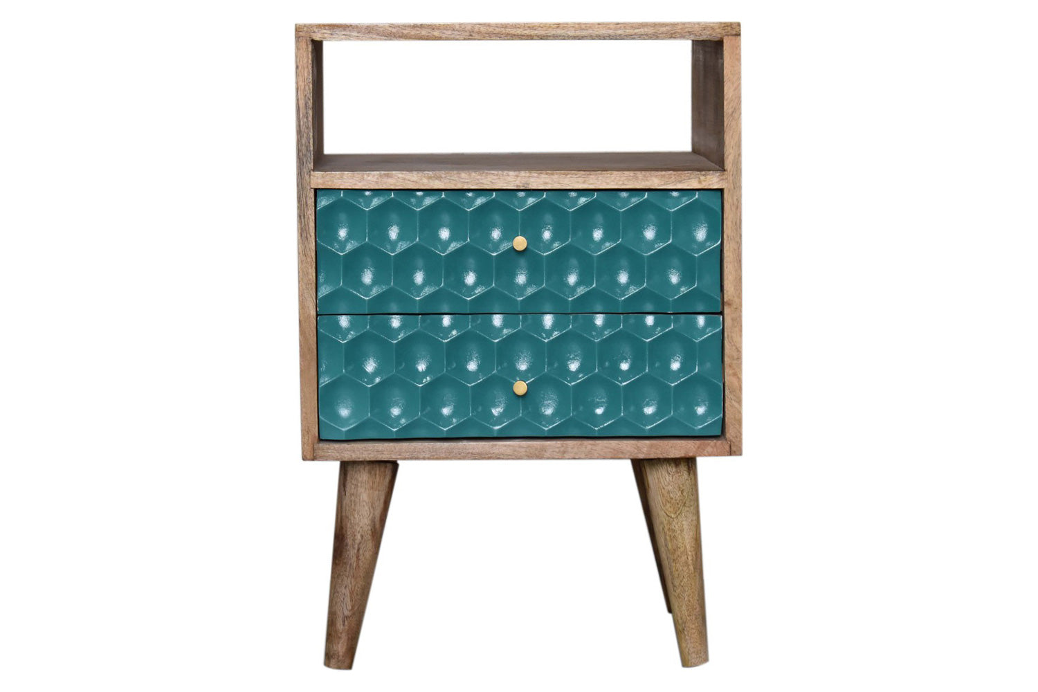 Artisan - Honeycomb Carved Open Slot Bedside
