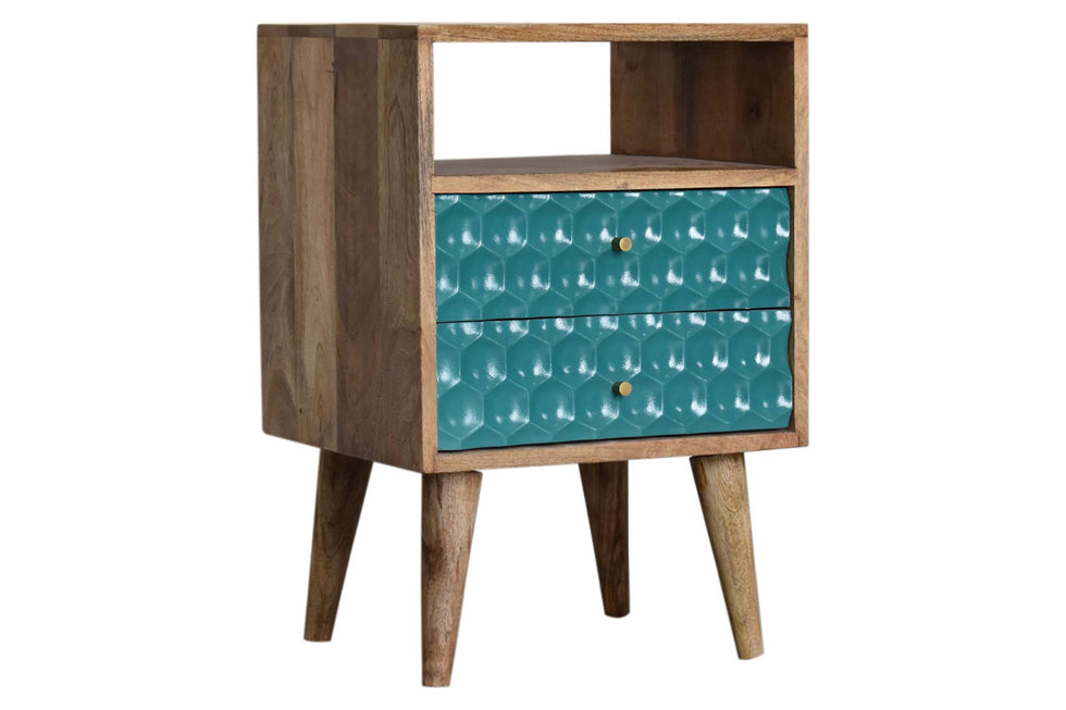 Artisan - Honeycomb Carved Open Slot Bedside