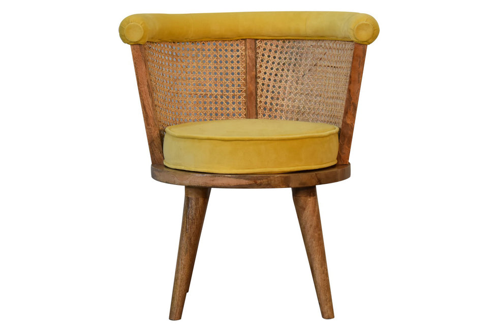Artisan - Cotton Velvet Rattan Chair in Mustard, Nordic