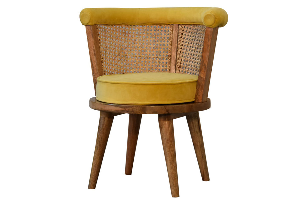 Artisan - Cotton Velvet Rattan Chair in Mustard, Nordic