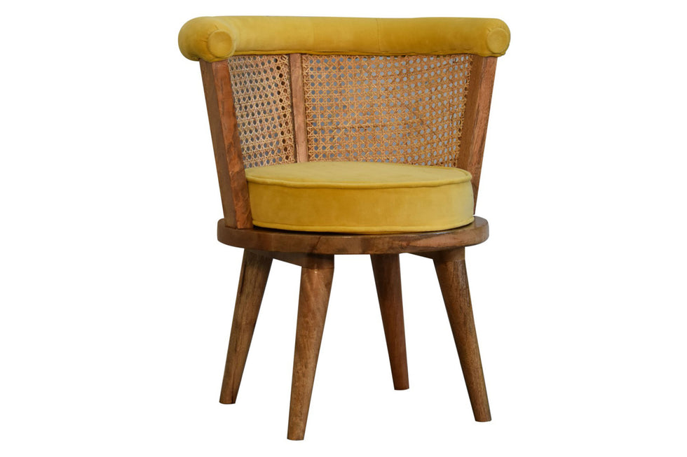 Artisan - Cotton Velvet Rattan Chair in Mustard, Nordic
