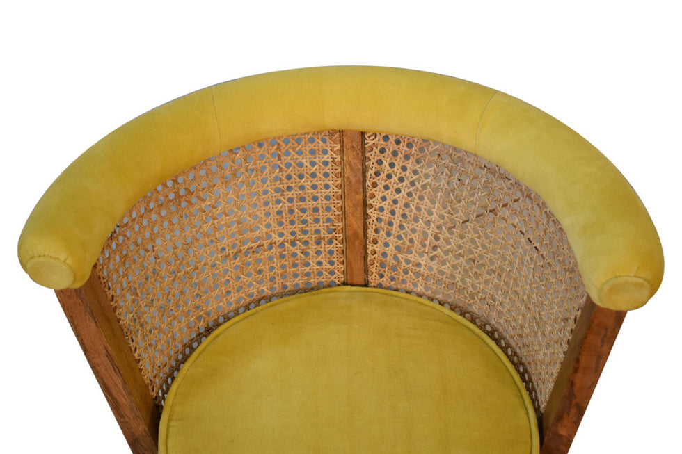 Artisan - Cotton Velvet Rattan Chair in Mustard, Nordic
