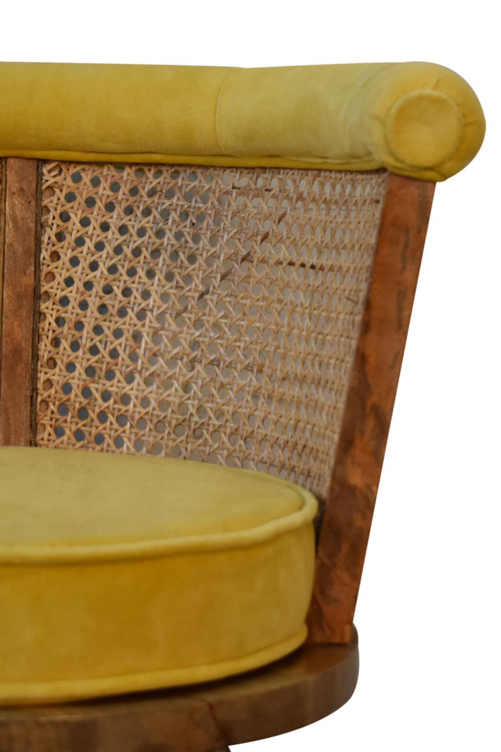 Artisan - Cotton Velvet Rattan Chair in Mustard, Nordic