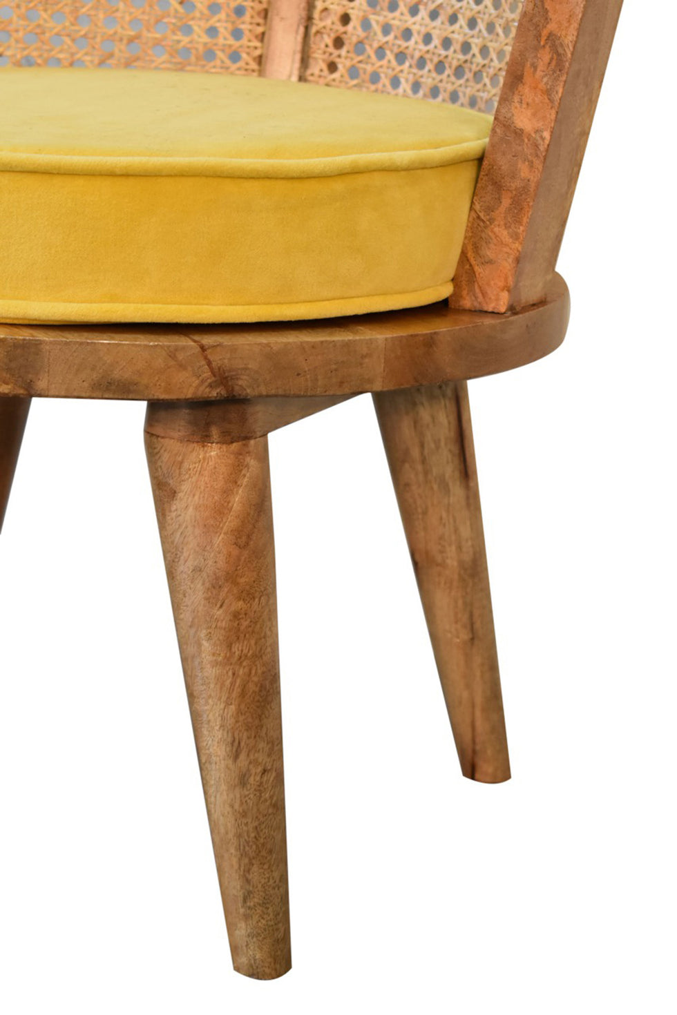 Artisan - Cotton Velvet Rattan Chair in Mustard, Nordic