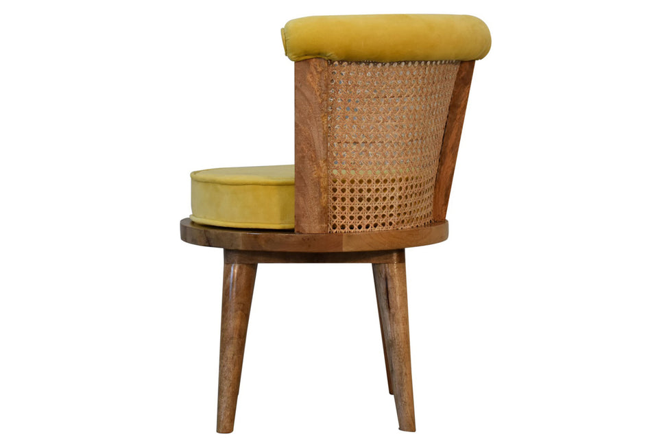 Artisan - Cotton Velvet Rattan Chair in Mustard, Nordic