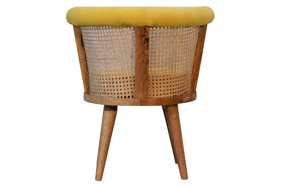 Artisan - Cotton Velvet Rattan Chair in Mustard, Nordic