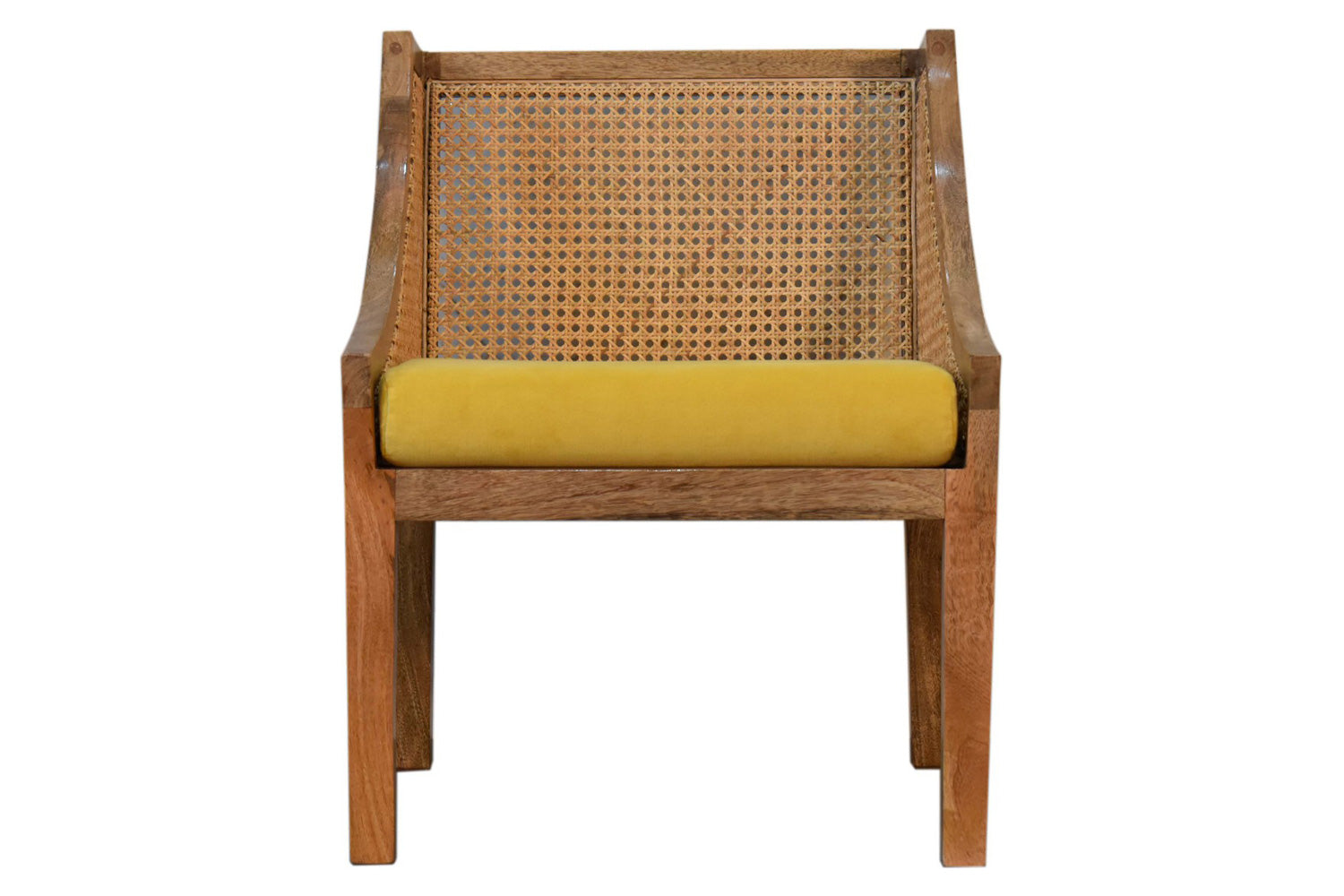 Artisan - Cotton Velvet Rattan Chair in Mustard, Retro