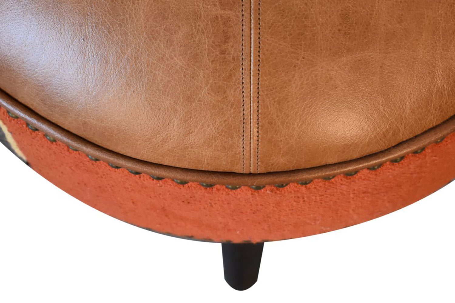Artisan - Footstool with Base in Durrie/Leather