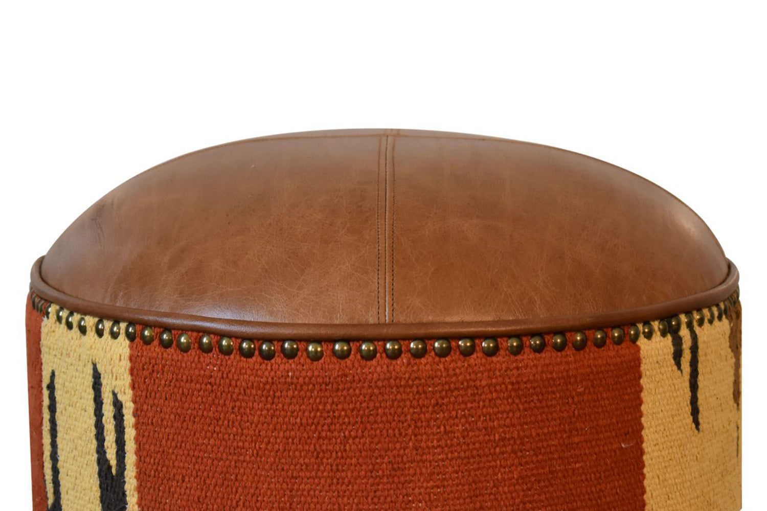 Artisan - Footstool with Base in Durrie/Leather