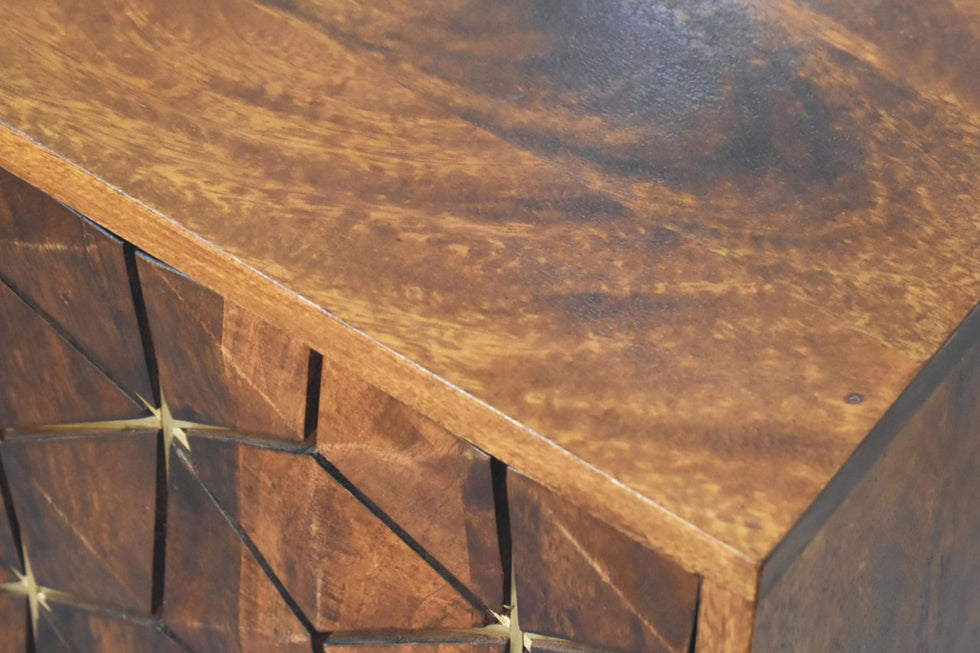 Artisan - Cubed Brass Inlay Cabinet in Chestnut