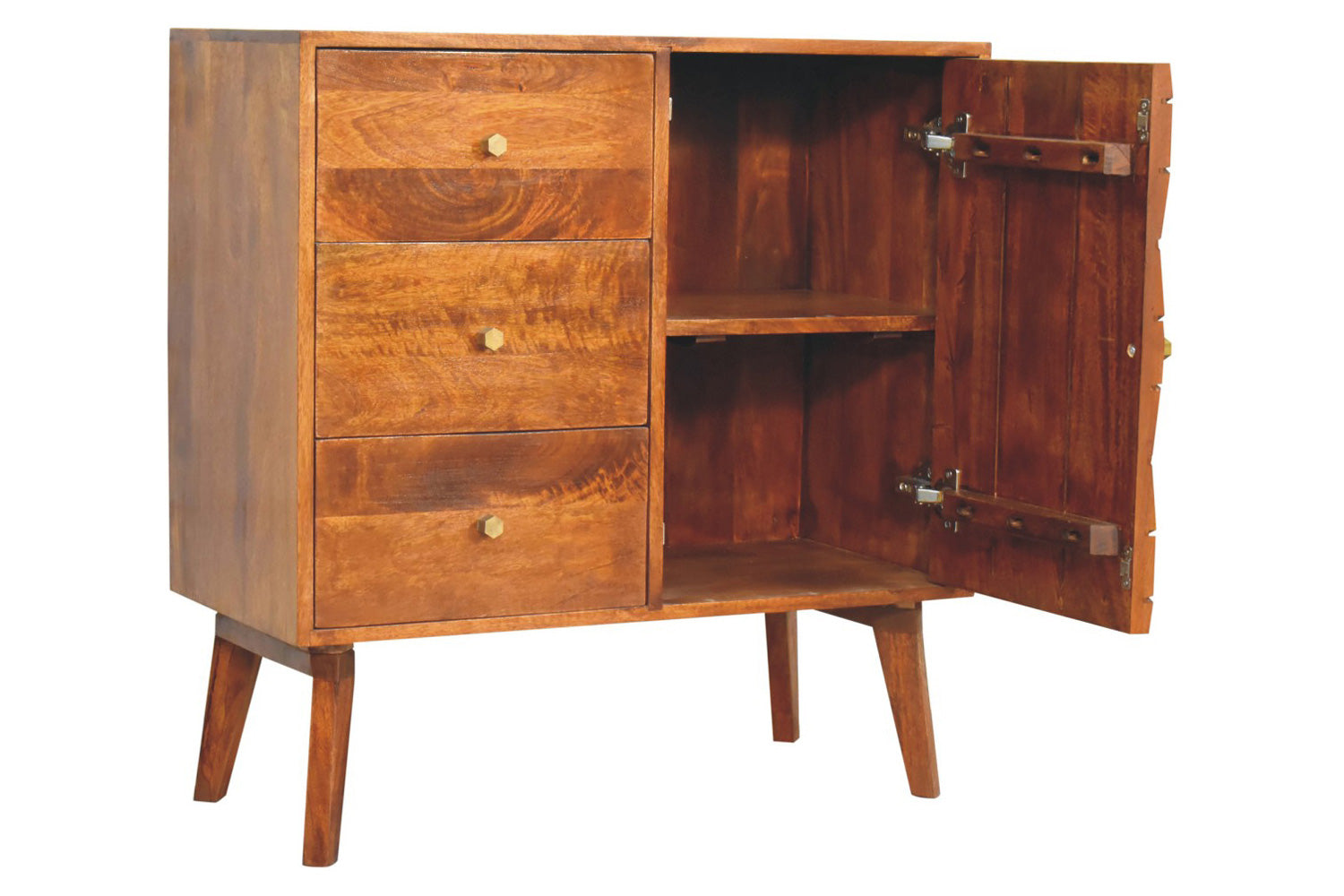 Artisan - Cubed Brass Inlay Cabinet in Chestnut