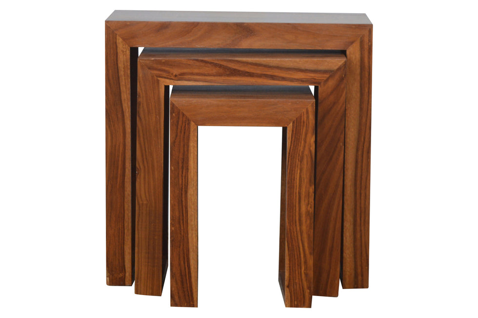 Artisan - Sheesham Wood Set of 3 Cubed Nesting Tables
