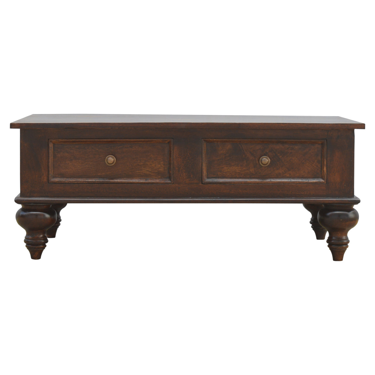 Artisan - Turned Coffee Table with 4 Drawers in Light Walnut