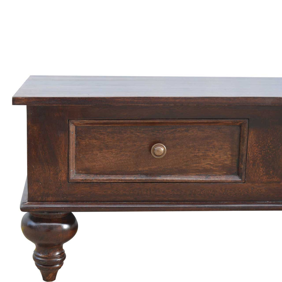 Artisan - Turned Coffee Table with 4 Drawers in Light Walnut