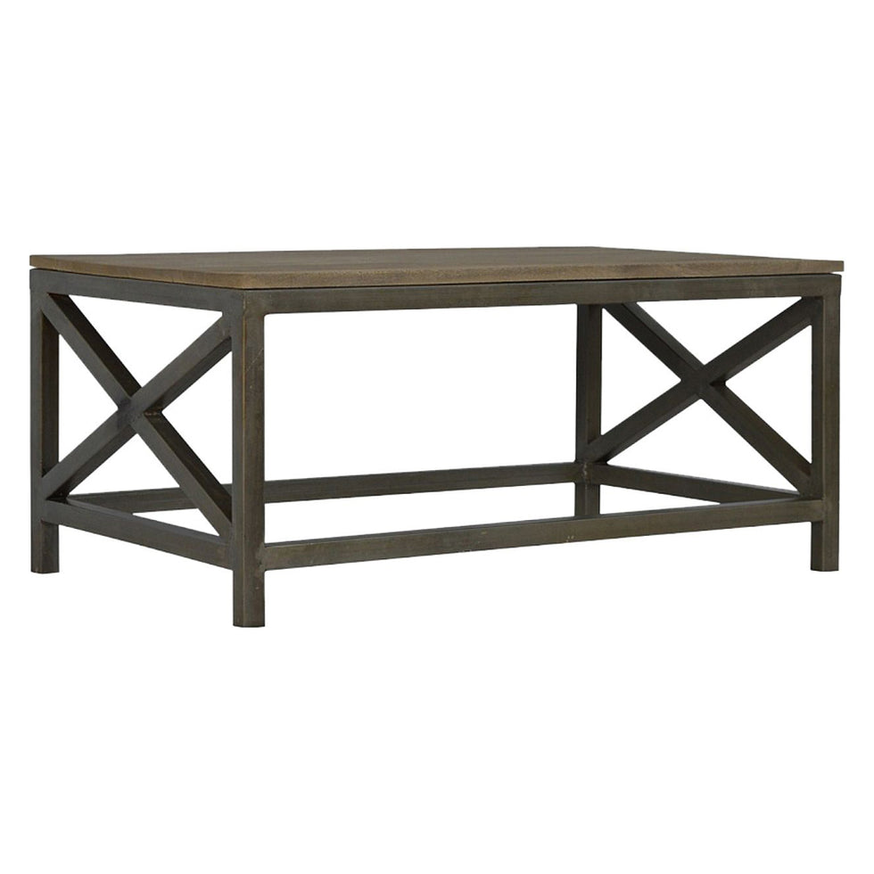 Artisan - Industrial Cross Metal Oatmeal Coffee Table