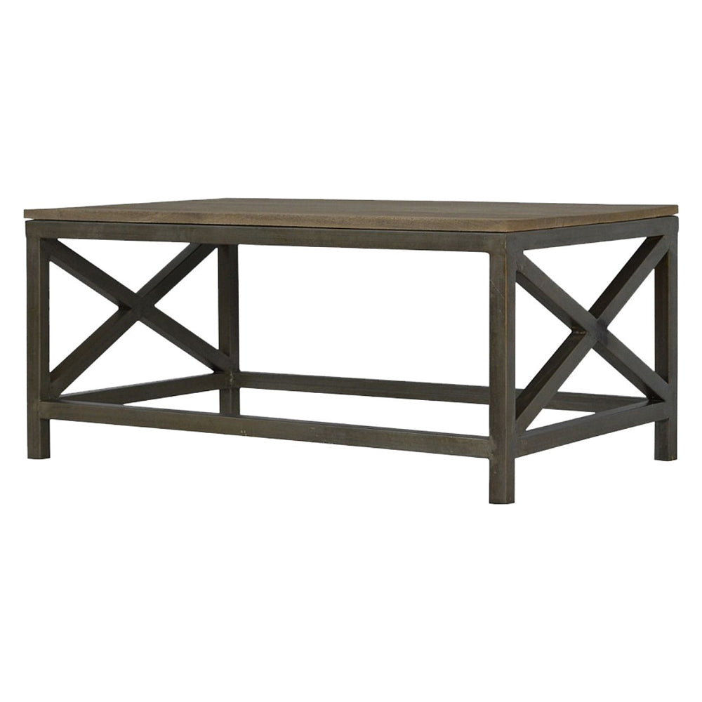 Artisan - Industrial Cross Metal Oatmeal Coffee Table