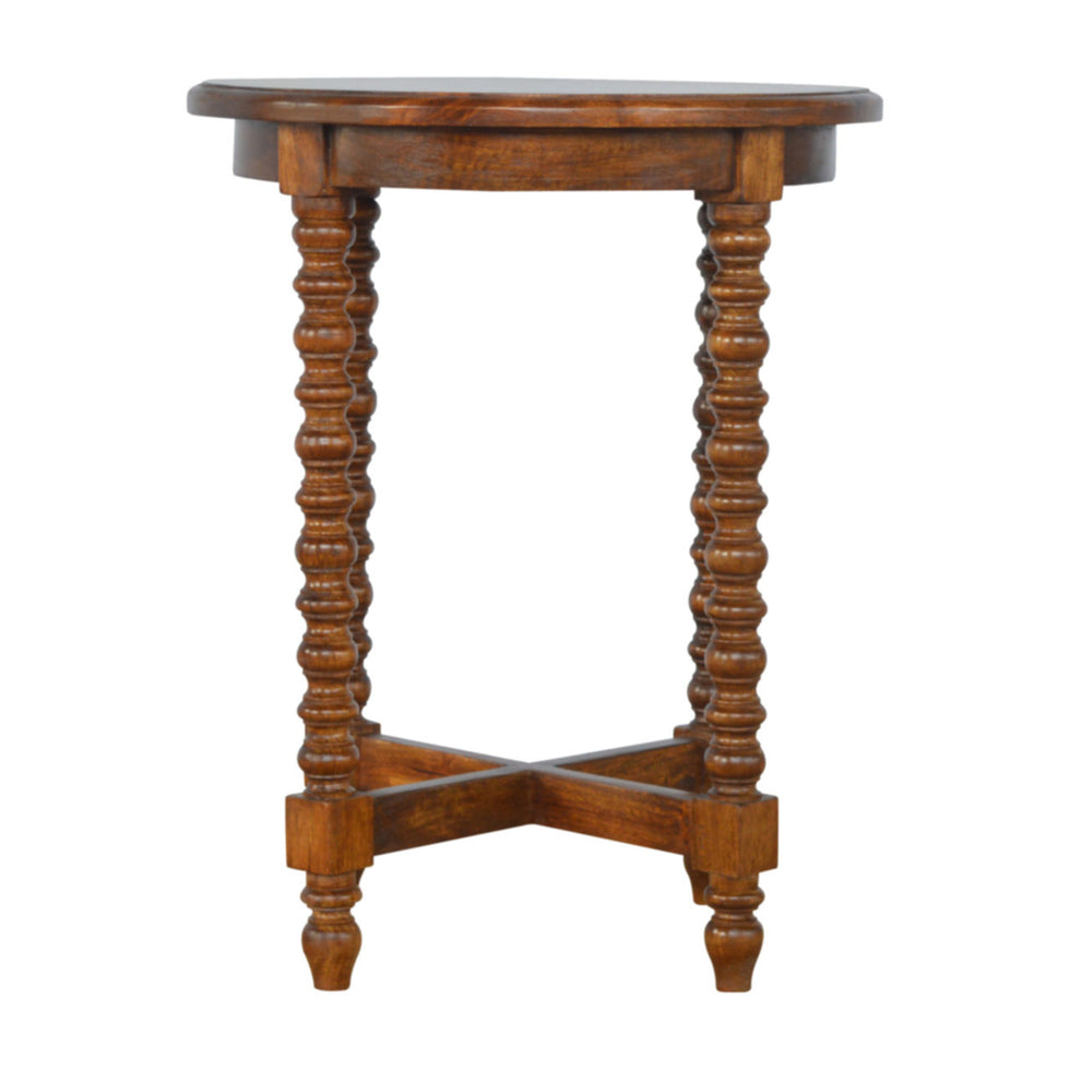 Artisan - Round Small Tea Table in Chestnut, Mango Wood