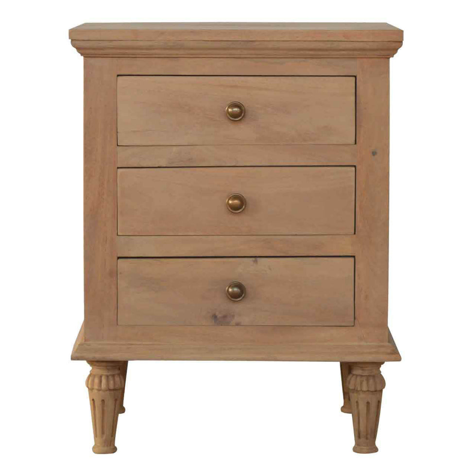 Artisan - Nightstand Table with 3 Drawers in Sun Bleach, Mango Wood