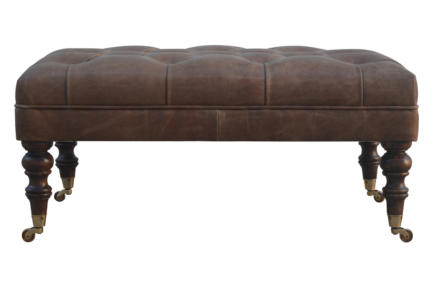 Artisan - Bench with Castor Legs in Buffalo Lether