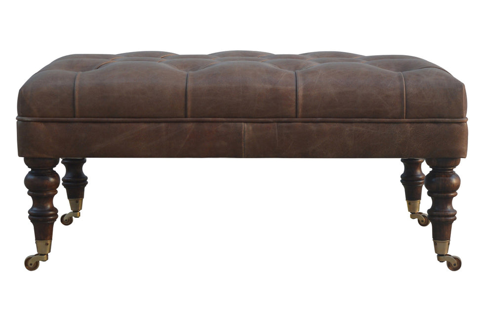 Artisan - Bench with Castor Legs in Buffalo Lether