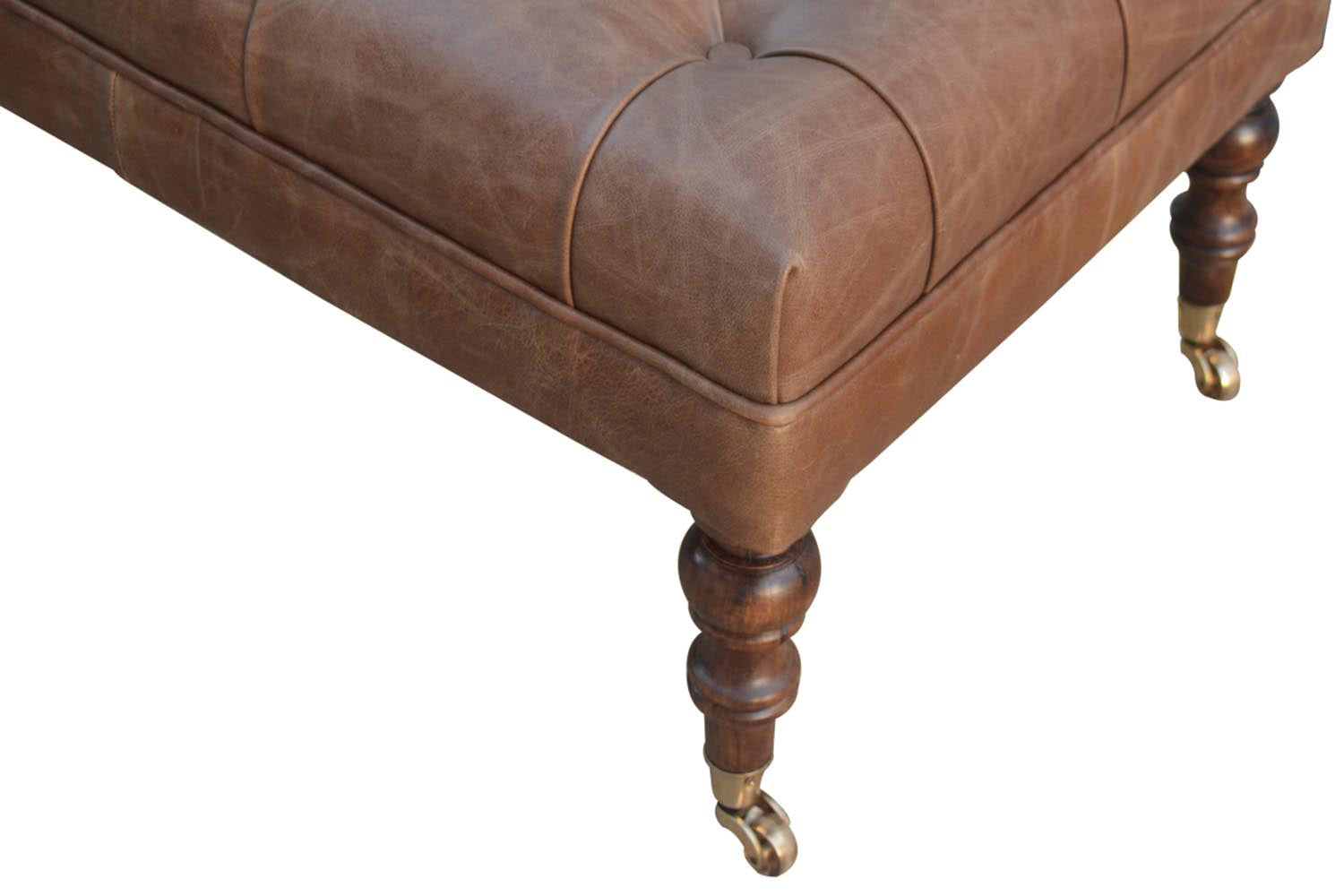 Artisan - Bench with Castor Legs in Buffalo Lether