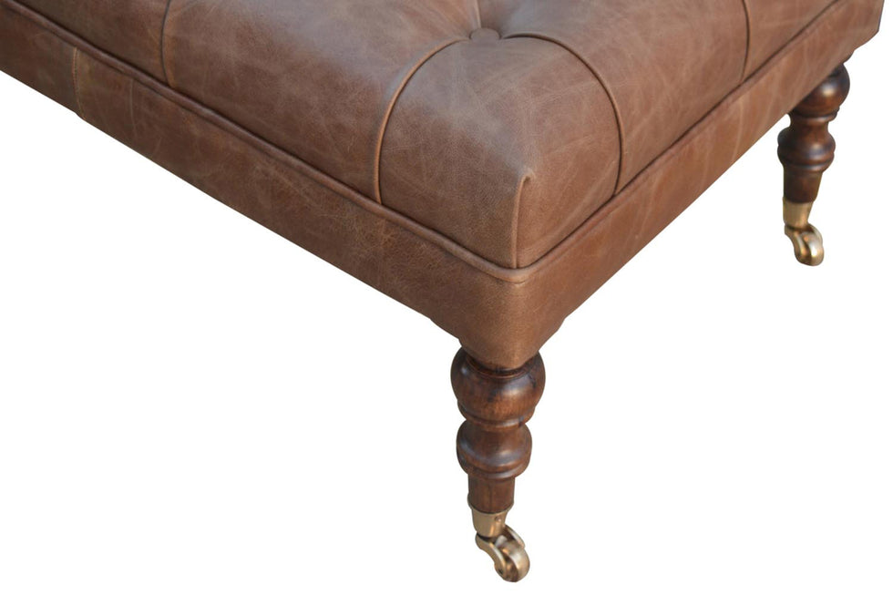 Artisan - Bench with Castor Legs in Buffalo Lether