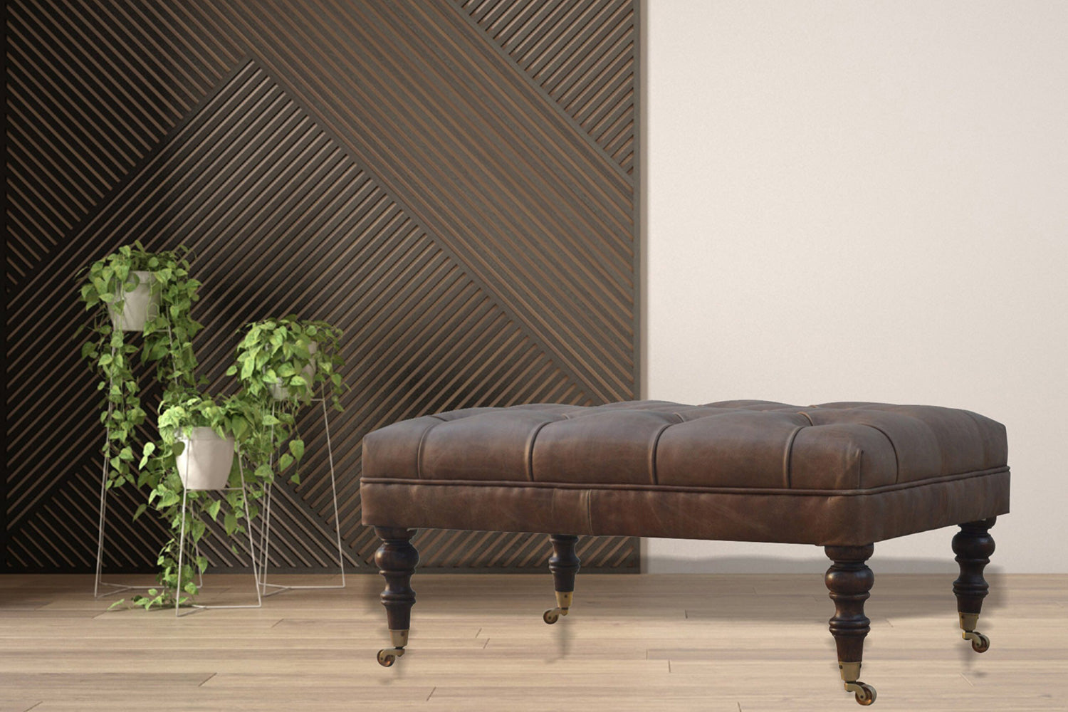Artisan - Bench with Castor Legs in Buffalo Lether